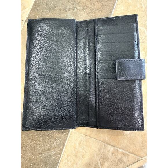 Authentic GUCCI Eclipse Long Wallet Purse GG Canvas Leather 120931 Black 3628N - Picture 6 of 13